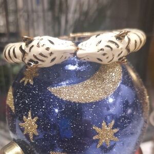 White and Black Tiger Bangle Bracelet